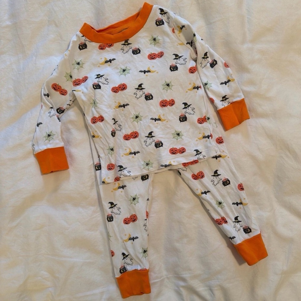 Kissy Kissy Halloween Pajama Set - Orange and White